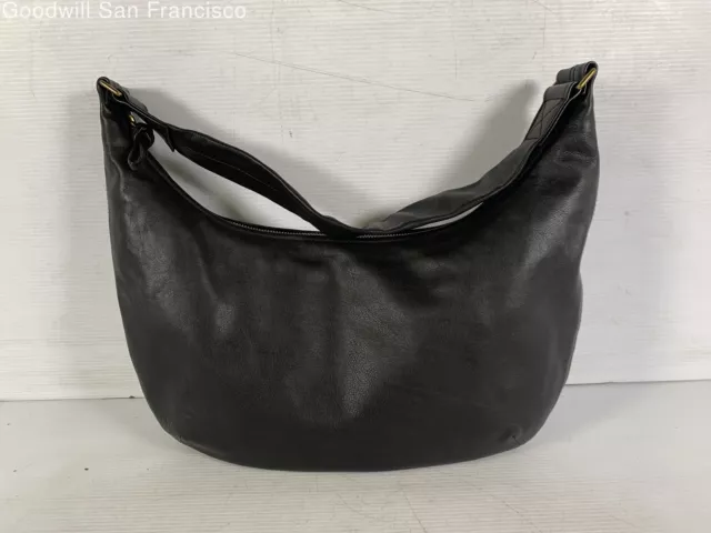 Madewell Womens Black Leather Inner Pockets Shoulder Strap Medium Hobo Bag