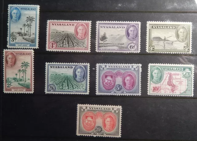 Nyasaland Scott # 72-75, 77-81, Part-Set of 9, Mint OG Never Hinged