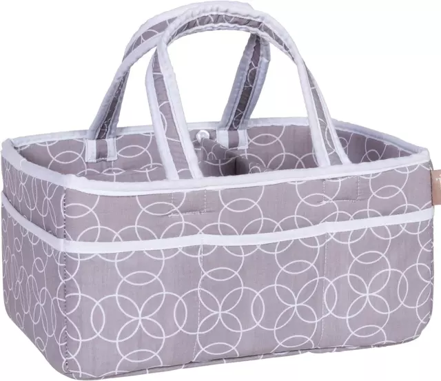 Circles Gray Storage Caddy - Circles Body, Handles and Lining, Solid Trim, Gray