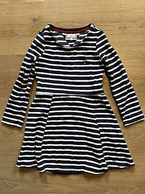 TOMMY HILFIGER Girls Blue/White Stripes Stretch Dress Height 104 cm, Age 4 yrs