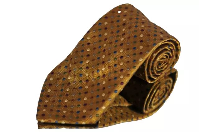 Jos A Bank Signature Men's Tie Gold Geometric Dot Woven Silk Necktie 4 x 59 in