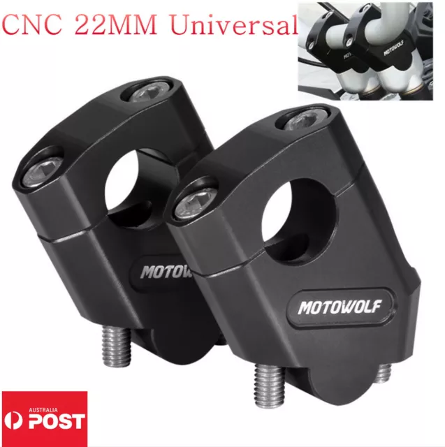 CNC Black 22mm 7/8" Motorcycle Handlebar Bars Riser Mount Clamp Adapter