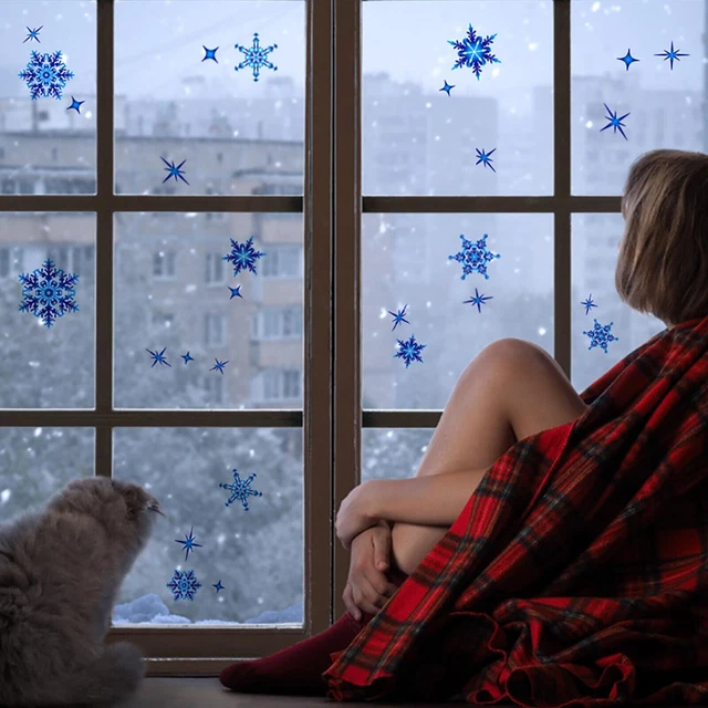 Hágalo usted mismo Calcomanía de ventana portátil tema de Navidad Copo de nieve Pegatina para ventana