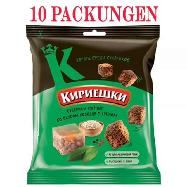 Brotchips Kirieschki mit Meerrettich-Sülze-Geschmack 10 Packungen croutons