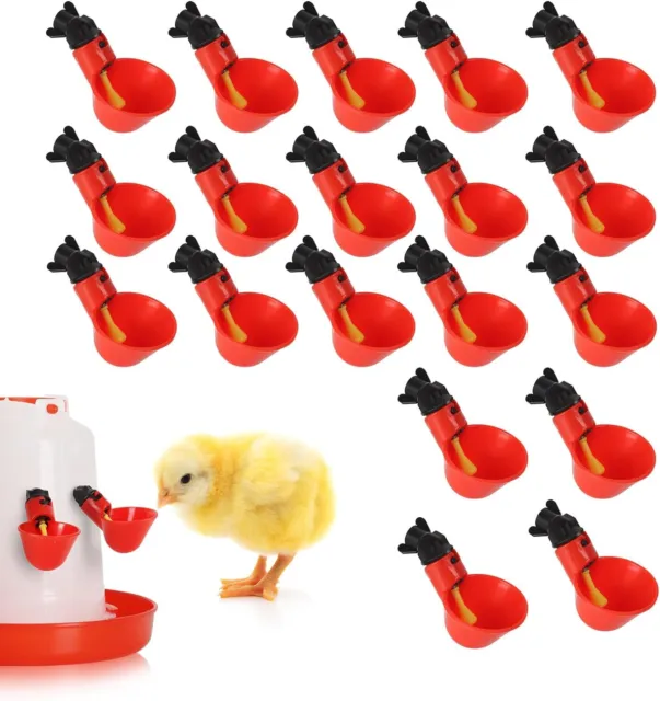 20Pcs Chicken Water Cup Poultry Water Drinking Cups Automatic Feeder and Waterer