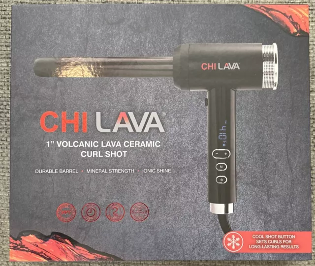 Chi Volcanic Lava 1" Ceramic Curl Shot / Hair Curling Wand/ Cool Shot-Open Box