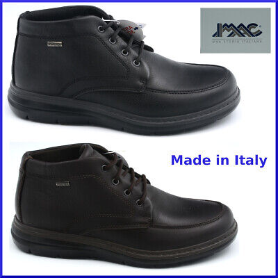 Sneakers uomo alte pelle nere invernali stringate moda comode made in italy 