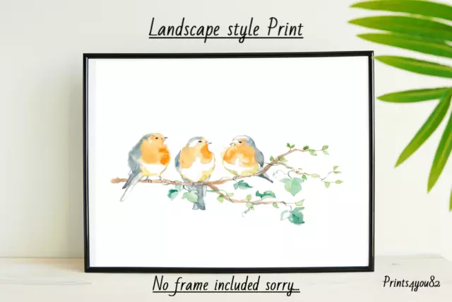 Robin Watercolour A4 Print Picture Poster Wall Art Home Decor Unframed New Gift