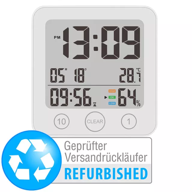 infactory Digital-Badezimmer-Uhr, Thermo-/Hygrometer, LCD, Versandrückläufer