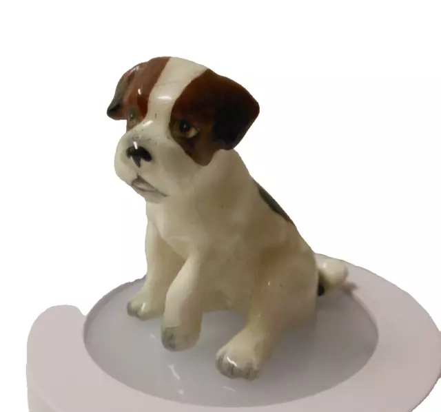 JAPAN DOG TERRIER JACK RUSSEL BROWN/WHT CERAMIC 1 3/4" H MINI  Figurine 1950S