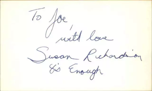 SUSAN RICHARDSON 8 IS ENOUGH Signed 3"x5" Index Card