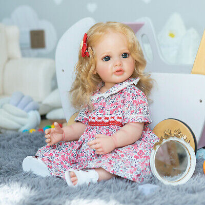 55CM Full Body Soft Silicone Vinyl Reborn Toddler 22in Cute Girl Doll Flexible