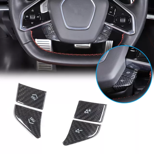 Real Carbon Fiber Steering Wheel Volume Button Cover Für Corvette C8 20-24