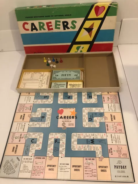 Vintage 1955 Careers - 'Parker Brothers Game of Optional Goals'  - complete