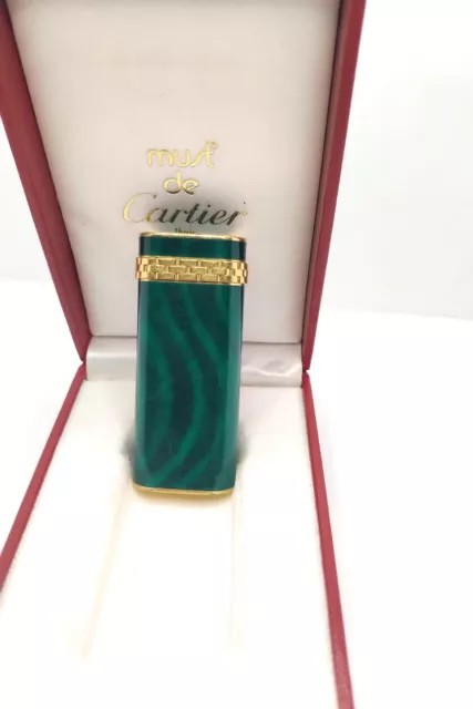 Accendino Cartier Must de Cartier Lighter green malachite and gold rare