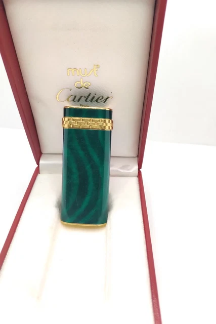Accendino Cartier Must de Cartier Lighter green malachite and gold rare