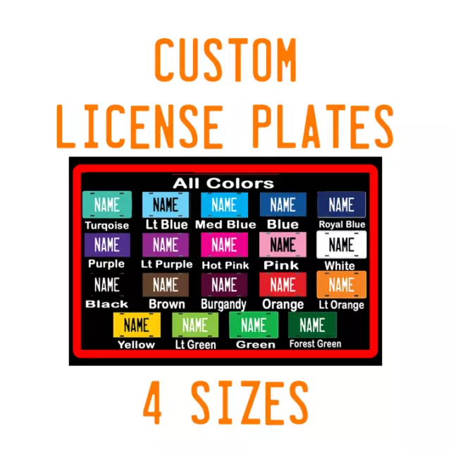 PERSONALIZED CUSTOM ALUMINUM LICENSE PLATE Car Tag ((Your Name & Color Only))