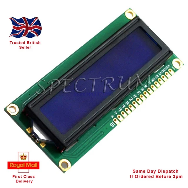 LCD 16x2 Display Module 1602 BLUE (white character) Serial Arduino Raspberry PI