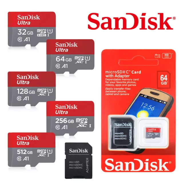 SanDisk microSD(TF)Ultra 32GB 64GB 128GB 256GB 512GB Memory Card A1 U1 Genuine