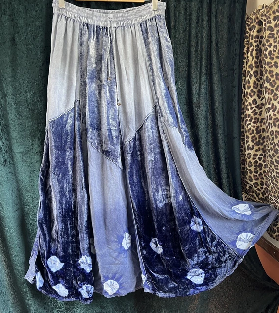 Gonna Maxi Velluto Vintage Anni '90 Hippy Boho Fairy Festival M/L Tie Dye