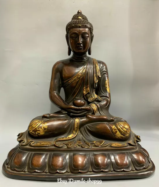 24 '' Tibetan Purple Bronze 24 Karat Gold Buddhismus Shakyamuni Buddha Statue