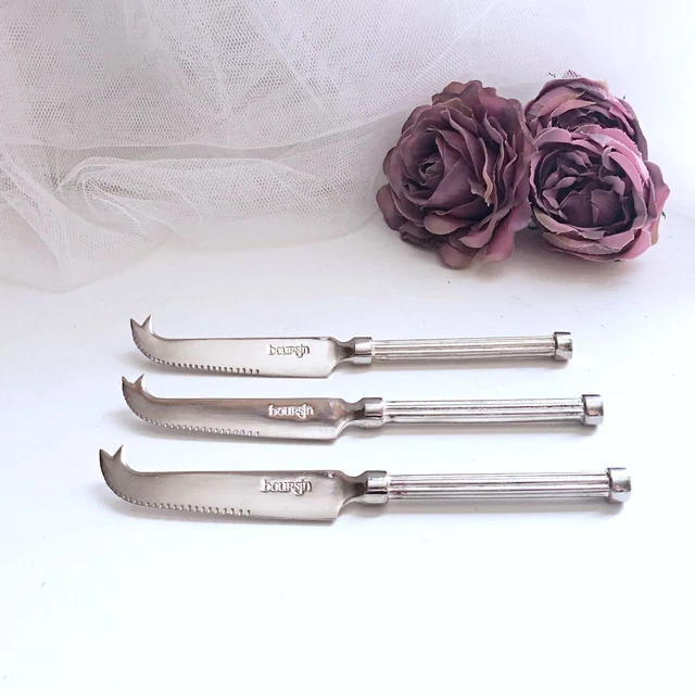 Lot De 12 Couteaux Anciens à Fromage/dessert - Manche Os, Virole Argent