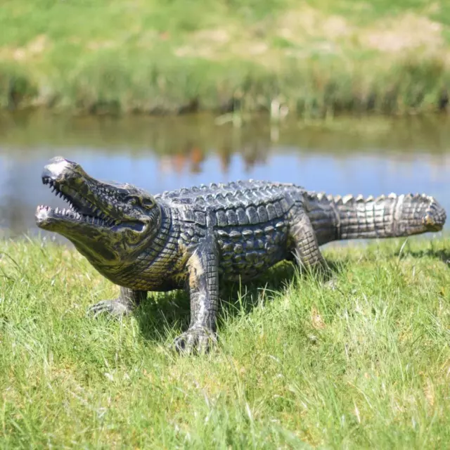 Life-Size Alligator Garden Sculpture - Cast Aluminium Outdoor Ornament