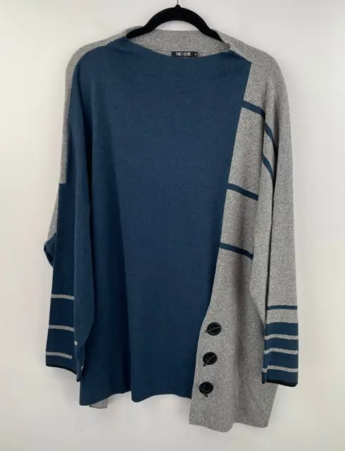 Nic Zoe 3X Sweater Color Block Blue Womens Long Sleeve Big Buttons B23-09