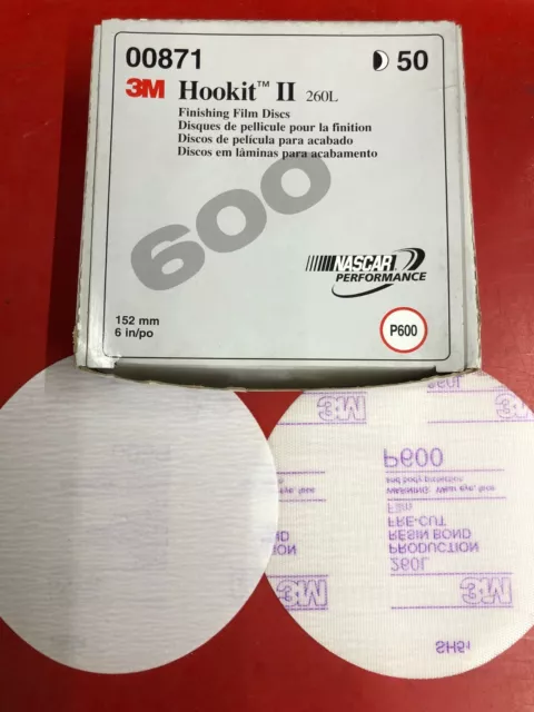 3M 00771 Hookit Ii 260L Dust Free Finishing Film P600 Grit (50) Discs 6" Inch