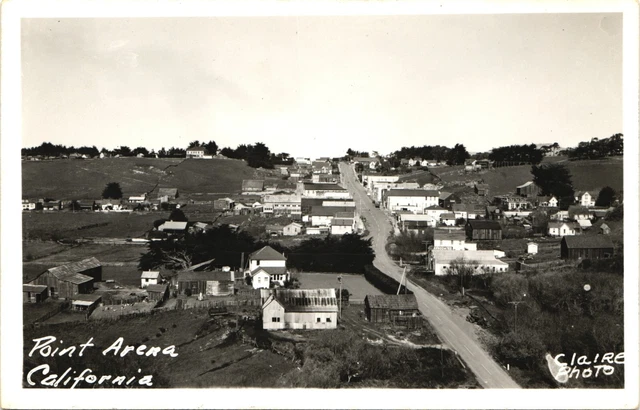 BIRDS EYE VIEW vintage real photo postcard rppc POINT ARENA CALIFORNIA CA 1940s