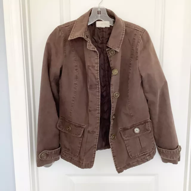 Merona Womens Lined Brown Cargo Utility Jacket XS