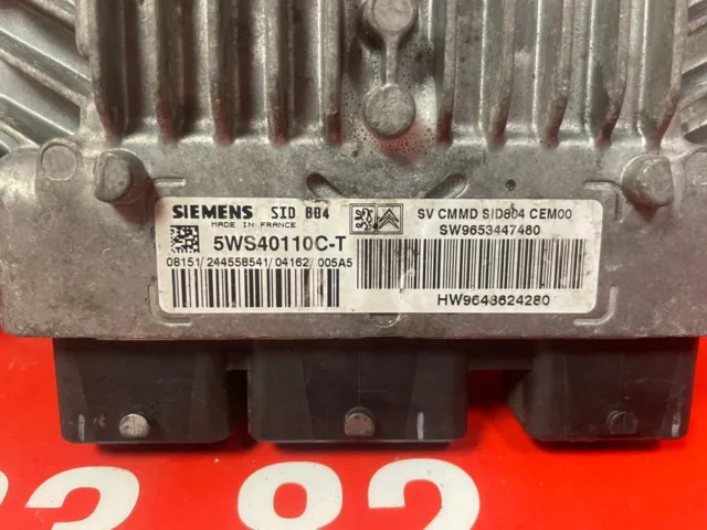 Citroen C3 I 1.4 Hdi Siemens Kit Demarrage Calculateur 5Ws40110C-T 9648624280 2
