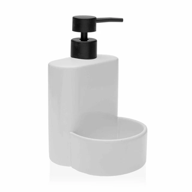 Dispensador de Jabón 2 en 1 para Fregadero Versa Blanco Cerámica ABS