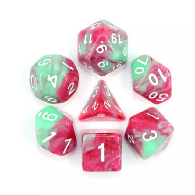 Foam Brain Games Dice Poly Set - Strawberry Creme w/White (7) New