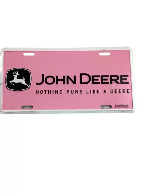 John Deere License Plate *  Pink   *  Metal *