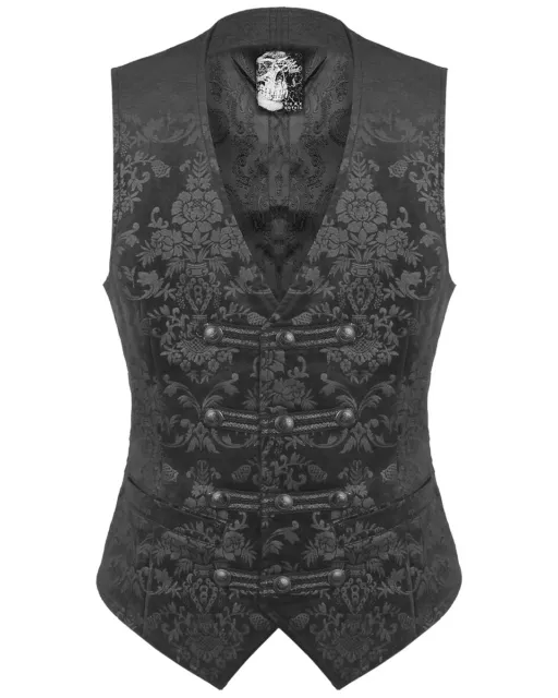 Punk Rave Hommes Gilet Noir Damas Velours Gothique Steampunk Aristocrate Vintage