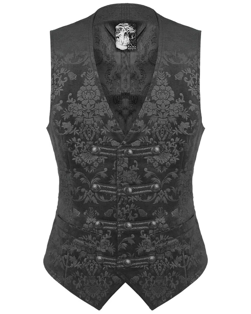 Punk Rave Mens Vest Waistcoat Black Damask Velvet Goth Steampunk Aristocrat VTG