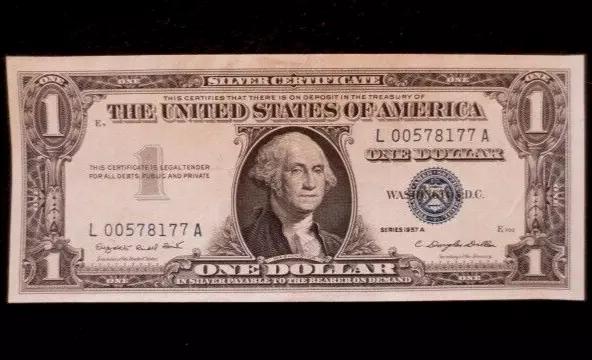 ** $1 Dollar Bill** Silver Certificate** 1957A Series **Uncirc. Mint Condition