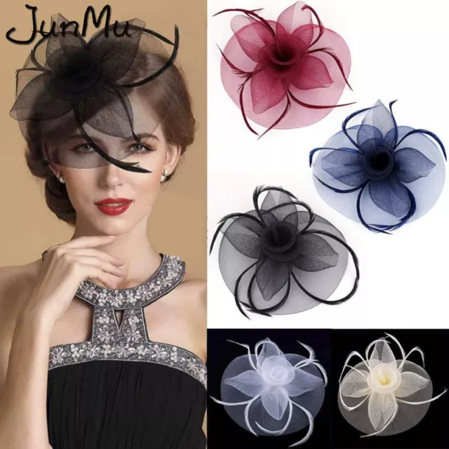 Fascinator Bow Hair Clip - Lace Mini Feather Headwear Party Fashion Accessory