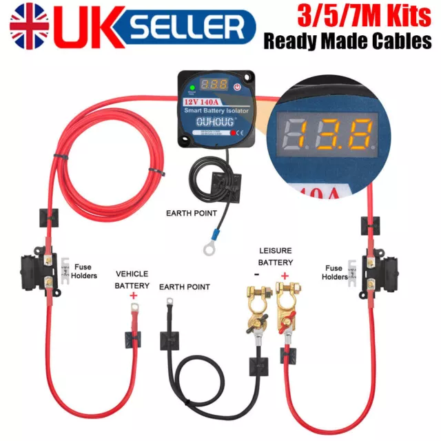 Split Charge Ready Made Battery Relay Kit 12V 140A Digital VSR Sense Camper Van