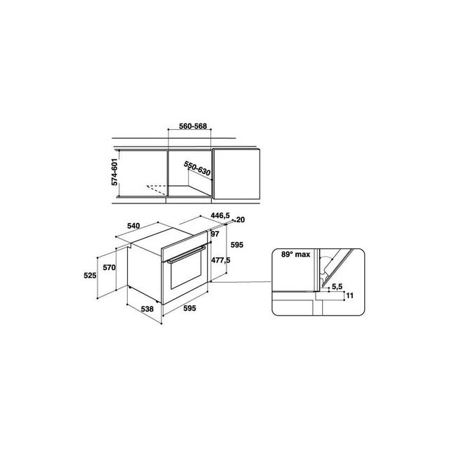 Hotpoint FA3 841 H IX HA 71 L 2900 W A+ Noir, Acier inoxydable 3