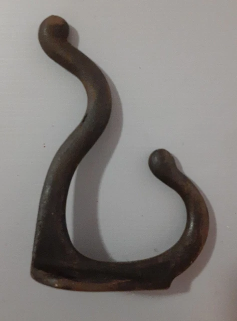 6 Vintage Cast Iron Wall Coat Hooks Hat or Hall Tree Cabinet Door 3" Black 2