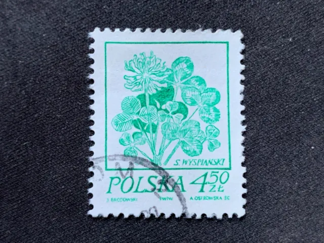 Poland Polska 1974 Drawings By Stanislaw Wyspianski 4.50Zl Green Trifolium - Fu