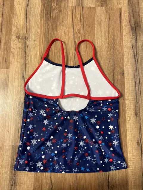 Speedo Girls Swimwear Tankini Top Size 12 Red White Blue Star Pattern Lined 3