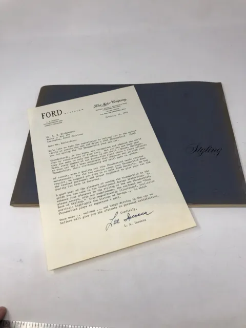 The Ford Book of Styling w/ 1965 Signed Lee Iacocca Thunderbird Welcome Letter