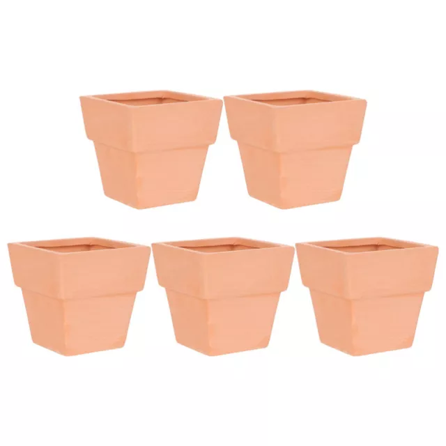 5 Pcs Terracotta Square Flower Pot Clay Pots for Plants Planter