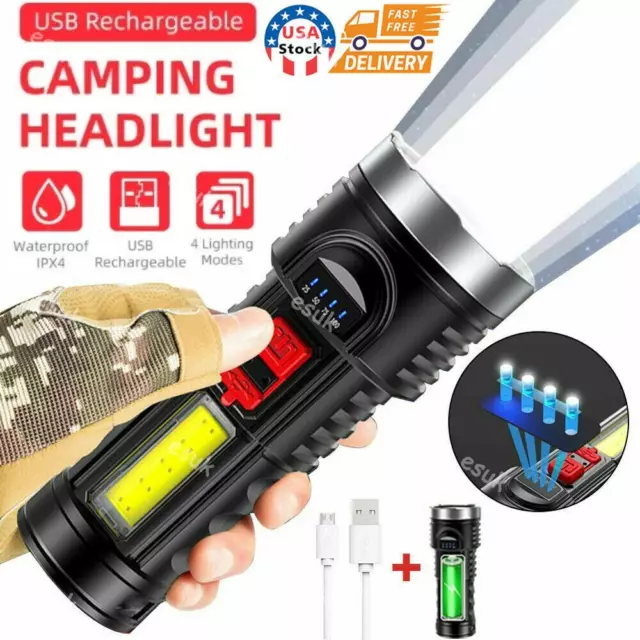 Super Bright 999000000 LM LED Torch Tactical Flashlight Lantern Rechargeable NEW