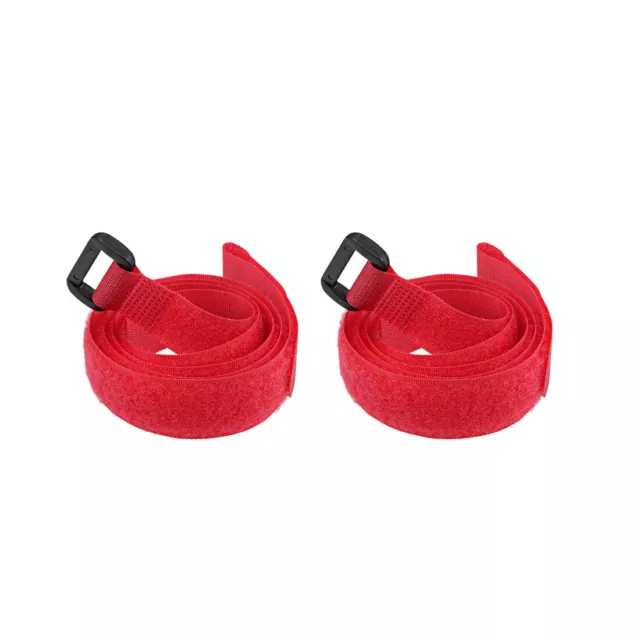 2pcs Hook and Loop Straps, 3/4-inch x 31-inch Securing Straps Cable Tie (Red)