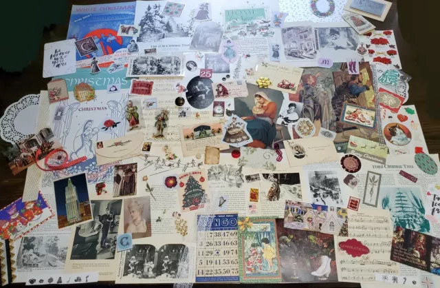 150 Christmas Ephemera Images Pages Vtg Junk Journal Scrapbook Craft Stickers