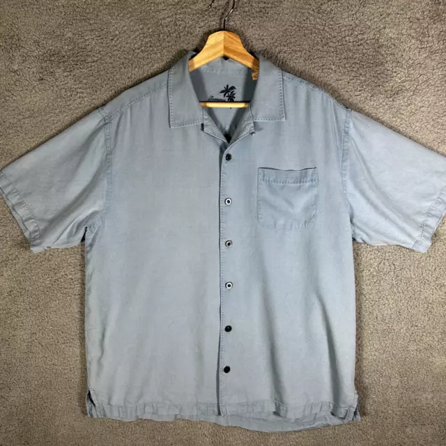 Tommy Bahama 100% Silk Hawaiian Camp Shirt Blue Men's Size Large